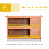 2-in-1 Wooden Rabbit Hutch with Asphalt Roof, 4 Doors & Removable Trays – Small Animal Cage, Orange