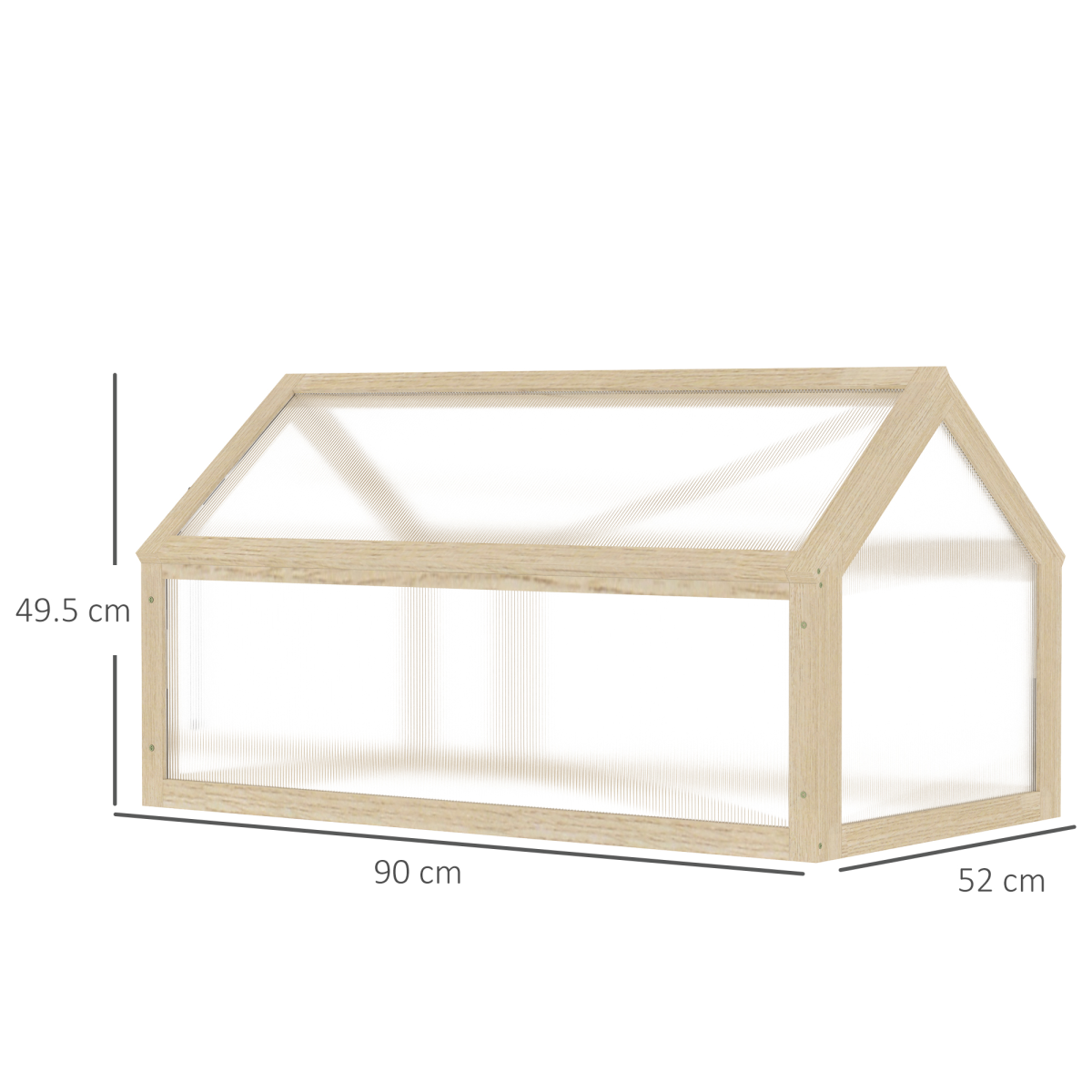 Outsunny Wooden Cold Frame Greenhouse with Polycarbonate Panels and Opening Top – Mini Grow House, Natural