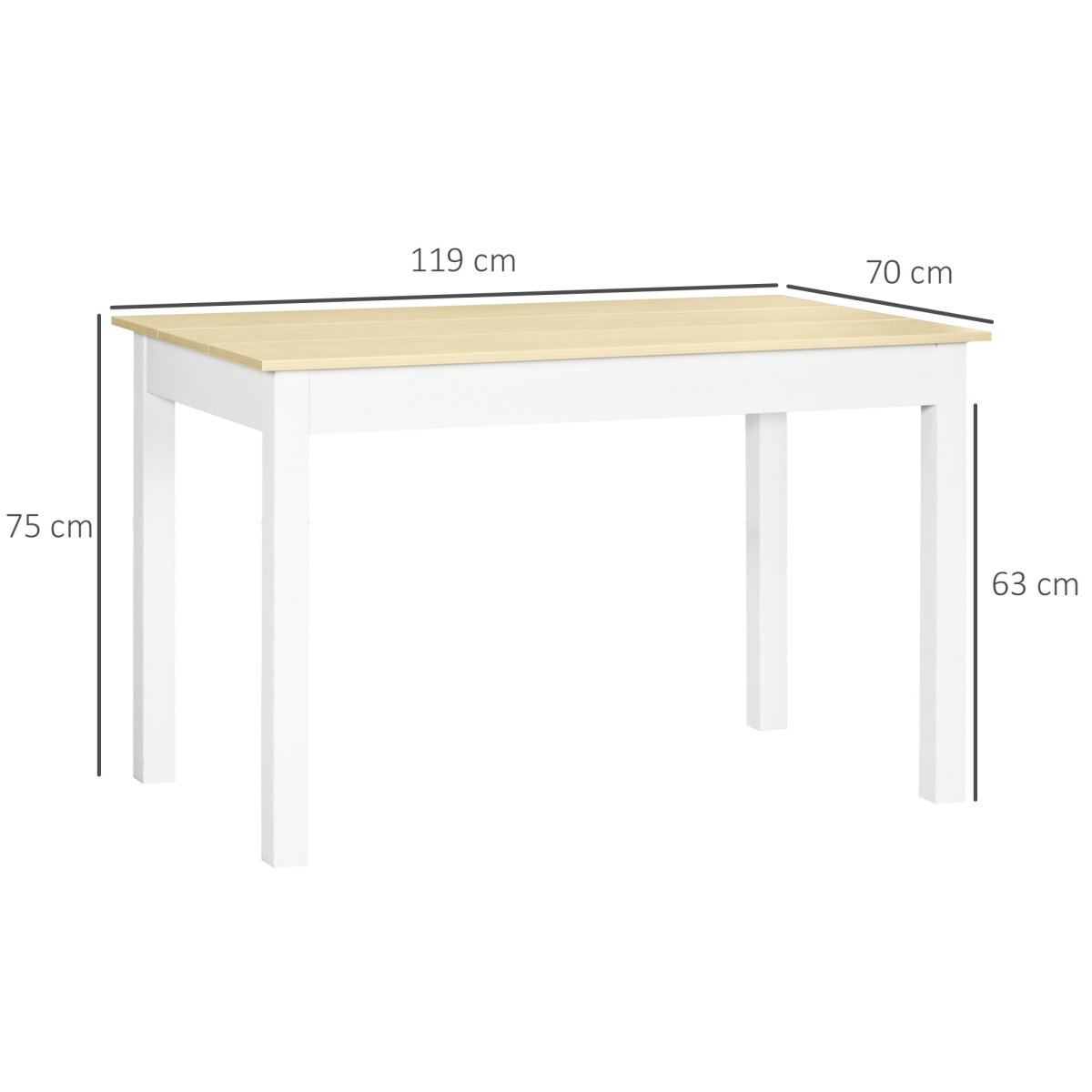HOMCOM Dining Table for 4 to 6 People with Thick Legs and Non-Slip Feet – Kitchen Table, Oak Wood Grain