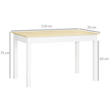 HOMCOM Dining Table for 4 to 6 People with Thick Legs and Non-Slip Feet – Kitchen Table, Oak Wood Grain