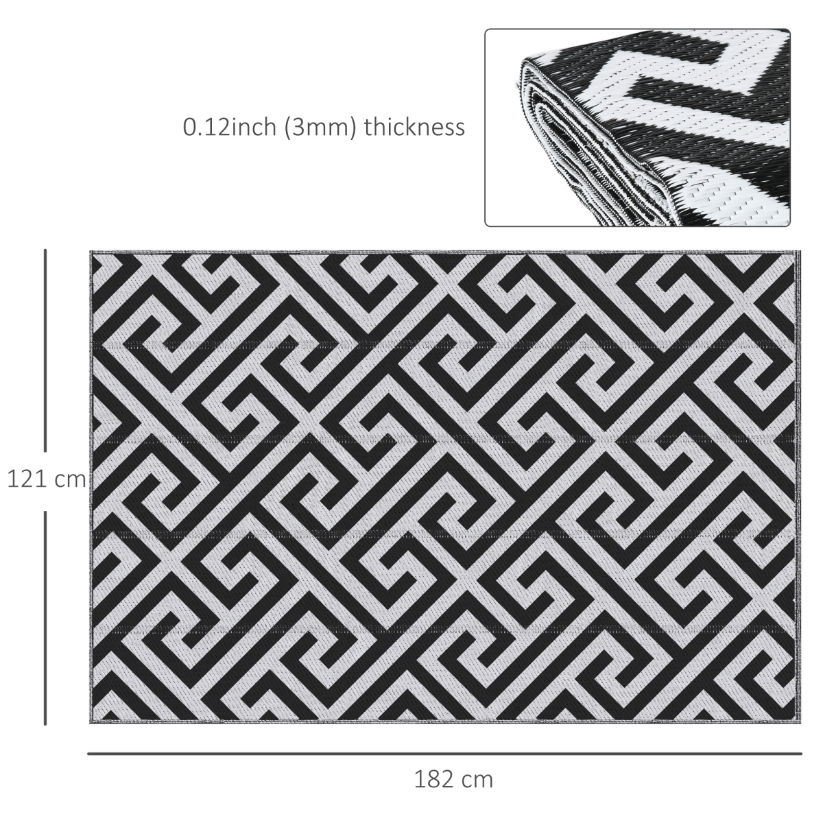 Outsunny Reversible Outdoor Straw Rug, 121 x 182cm