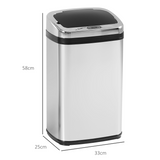 HOMCOM 30L Automatic Sensor Kitchen Bin with Lid – Hands-Free Infrared Motion Bin, Silver