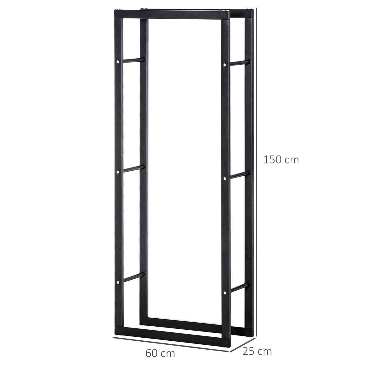 SPORTNOW 150cm Metal Firewood Log Holder Rack with Elevated Design, Balanced Base and Side Rails – Black