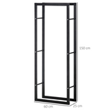 SPORTNOW 150cm Metal Firewood Log Holder Rack with Elevated Design, Balanced Base and Side Rails – Black