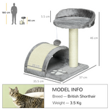 PawHut Cat Tree Kitten Activity Centre with Sisal Scratching Post, Paper Tube & Toy Ball – Beige and Grey