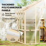 Outsunny 6.6x6ft Wooden Polycarbonate Greenhouse with Lockable Door & Top Vent, Fir Wood Frame – Brown