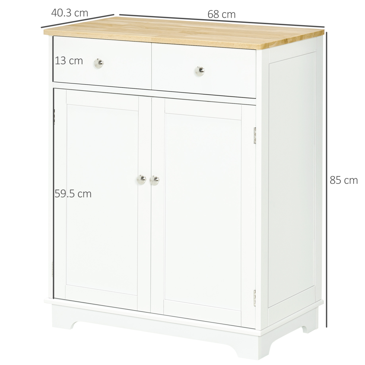 HOMCOM Rubberwood Top Kitchen Island Cupboard with Adjustable Shelf – Kitchen Storage and Side Cabinet
