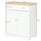HOMCOM Rubberwood Top Kitchen Island Cupboard with Adjustable Shelf – Kitchen Storage and Side Cabinet