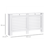 HOMCOM White Slatted MDF Radiator Cover with Top Shelf – 152cm Modern Heater Cabinet