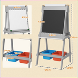 AIYAPLAY 3-in-1 Double-Sided Kids Art Easel with Paper Roll, Storage Boxes & Pen Holder – Grey