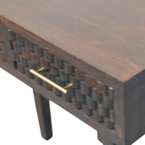 Artisan Furniture Solid Wood Arno Console Table with 2 Hand-Carved Drawers – Hallway or Desk, Dark Brown