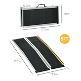 HOMCOM Folding Aluminium Wheelchair Ramp 152 x 73cm with Anti-Slip Surface – 272kg Capacity Mobility Ramp