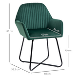 HOMCOM Velvet-Feel Accent Chair with Metal Base, Green