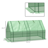 Mini Tunnel Greenhouse with 3 Roll-up Zipped Doors – Steel Frame PE Cover Grow Tunnel, 5.9 x 3 x 3ft, Green