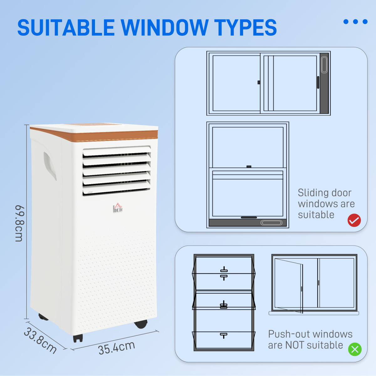 HOMCOM 7000 BTU 4-in-1 Portable Air Conditioner with LED Display & Timer – Cool, Dehumidify, Ventilate