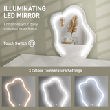 HOMCOM Dressing Table with LED Leaf Mirror, 5 Drawers & USB Power – White