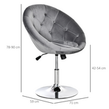 Retro Swivel Tub Bar Stool with Adjustable Height, Chrome Base & Footrest – Armless Counter Seat, Grey