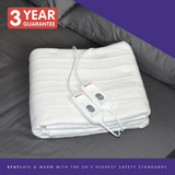 Staywarm Superior Double Electric Under Blanket with 3 Heat Settings & Overheat Protection – White