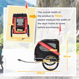Pawhut Pet Bicycle Trailer with Hitch Coupler, Mesh Windows & Water-Resistant Cover – Dog Bike Carrier, Red