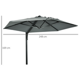 Outsunny Wall-Mounted Parasol with 180° Rotating Canopy & Aluminium Frame – Space-Saving Balcony Shade, Grey