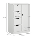 HOMCOM Modern White Storage Cabinet Organiser with 4 Drawers & Side Shelf Cupboard