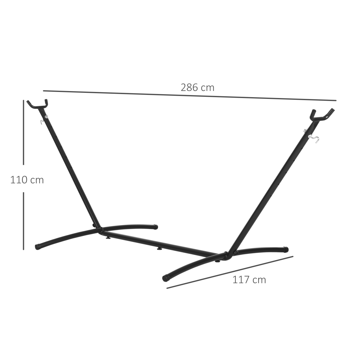 Outsunny 2.8m Heavy-Duty Metal Hammock Stand Frame – Replacement Frame for Garden & Patio, 120kg Capacity