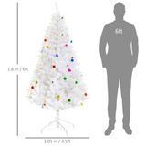 HOMCOM 6ft Artificial Snow Christmas Tree with Metal Stand and Decorations – Elegant Faux White Tree