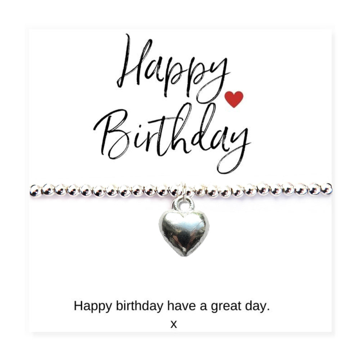 Aye Do Gifts Happy Birthday Mini Gift Hamper with Silver Heart Charm Stretch Bracelet & Chocolate Hearts