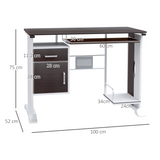 HOMCOM Computer Desk with Sliding Keyboard Tray, Storage Drawers & CPU Stand – Home Office, Walnut