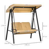 Outsunny 2-Seater Garden Swing Chair Hammock with Adjustable Canopy & Cushions – Steel Frame