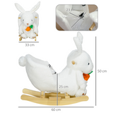 HOMCOM Kids Rabbit Rocking Horse with Realistic Sounds and Safety Belt – Poplar Wood Rocker, White