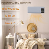 HOMCOM 2000W Wall-Mounted Ceramic Heater with Remote Control – Oscillating, 12-Hour Timer, LED Display, Grey