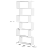 HOMCOM 6-Tier Asymmetrical Shelving Unit with Anti-Toppling Design – Display and Storage, White