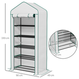 Outsunny 5-Tier Widened Mini Greenhouse with Roll-Up Zipped Door & UV-Resistant Cover – Plant Storage, White