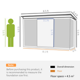 Outsunny Pent Roof Metal Garden Shed with Foundation & 4 Vents – Bike and Tool Storage, 260 x 194 x 200cm, Green
