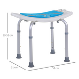HOMCOM Adjustable Aluminium Shower Stool with Non-Slip Feet and Drainage Holes – Bathroom Seat, 136kg Load
