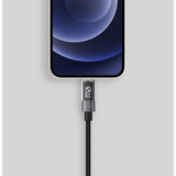 Wyeflow USB-A to 8-Pin 12W Charging & Data Cable with LED Display – CarPlay Compatible, 1m, Black