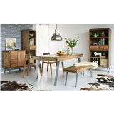 Aspen Large Industrial Bookcase in Solid Hardwood & Reclaimed Metal – Retro Two-Tone Shelving with Drawers