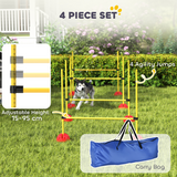 PawHut 4 Piece Dog Agility Hurdles with Height-Adjustable Poles, Fillable Bases & Carry Bag – Jump Training Equipment