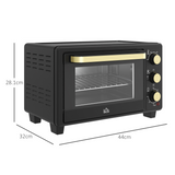 HOMCOM 16L Countertop Mini Oven with Adjustable Temp & Timer, 1400W – Compact Bake, Toast and Grill, Black
