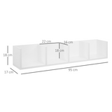 HOMCOM Wall Mounted CD Shelf with 4 Grids, Holds up to 60 CDs – Multimedia Storage Organiser, White