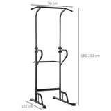 HOMCOM Power Tower Dip Station with Pull Up Bar, 5 Height Levels – Freestanding Home Gym Push Up Equipment