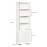 White 2-Door Bookcase Storage Cabinet with Open Shelves – Display Unit for Books and Ornaments