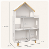 ZONEKIZ 3 Tier Kids Toy Storage Shelf with 6 Cubbies and Solid Wood Feet for Playroom or Bedroom, White