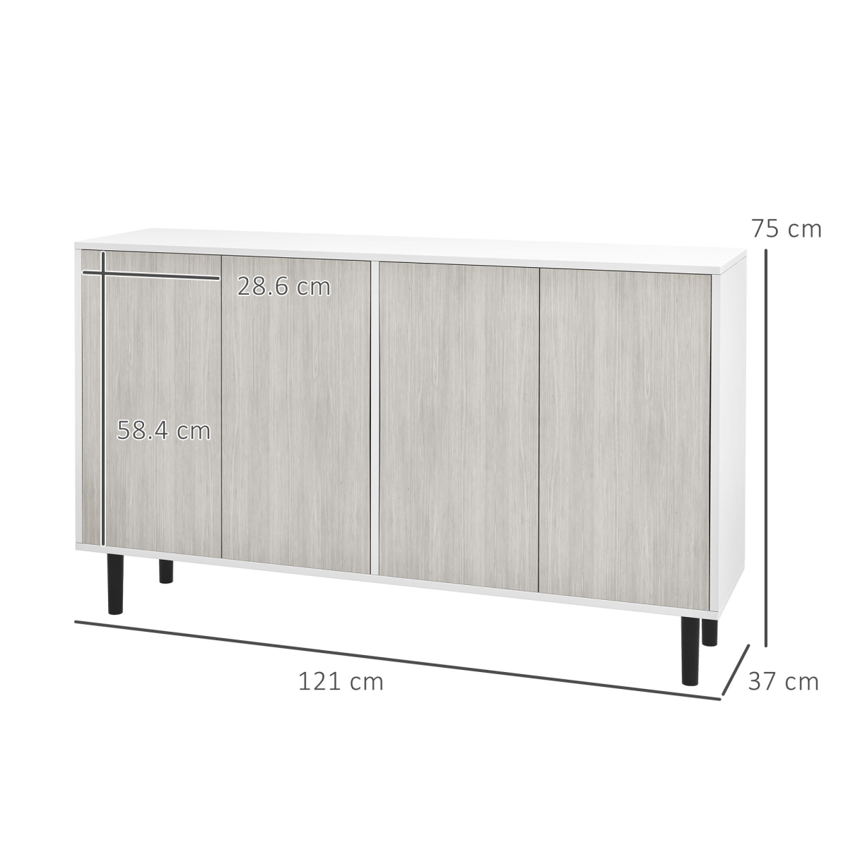 HOMCOM 2 Cupboard Sideboard with Adjustable Shelves – Living Room Storage Cabinet, White