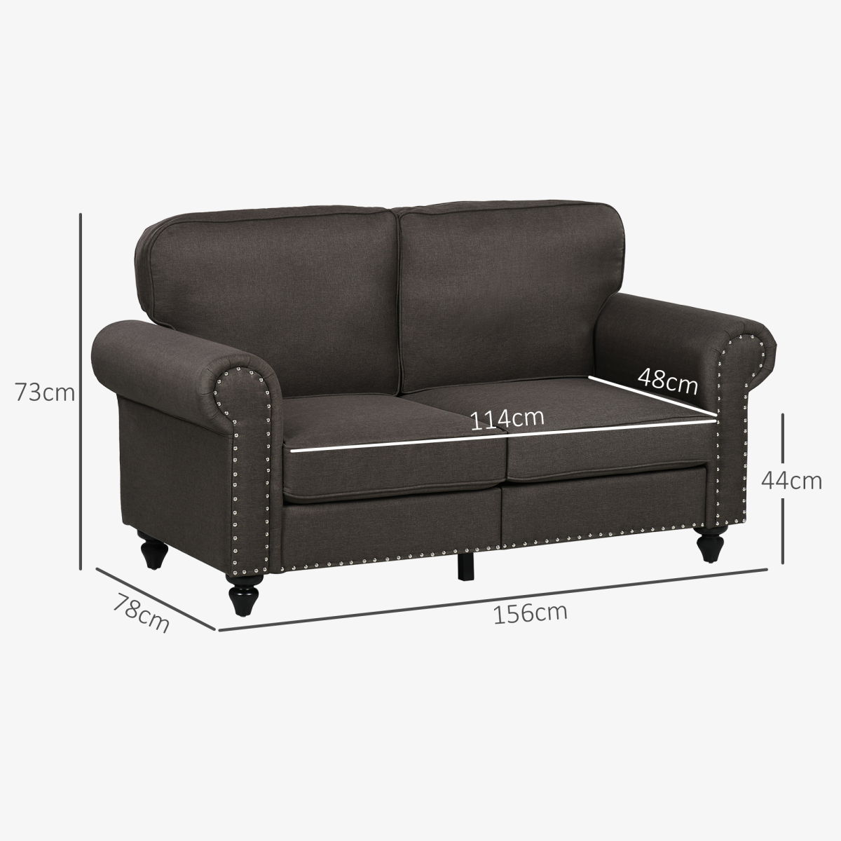 Close-up of the nailhead trim on the HOMCOM sofa arms