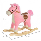 HOMCOM Plush Rocking Horse with Moving Mouth, Wagging Tail & Sounds – Toddler Ride-On, 36-72 Months, Pink