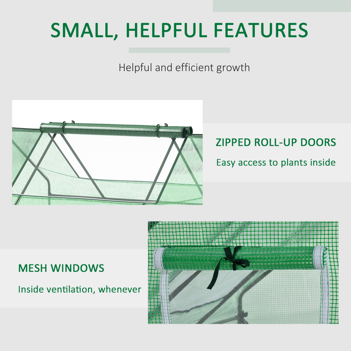 Outsunny Mini Portable Greenhouse with Zipped Windows & Door and Steel Frame – 180 x 140 x 80cm, Dark Green