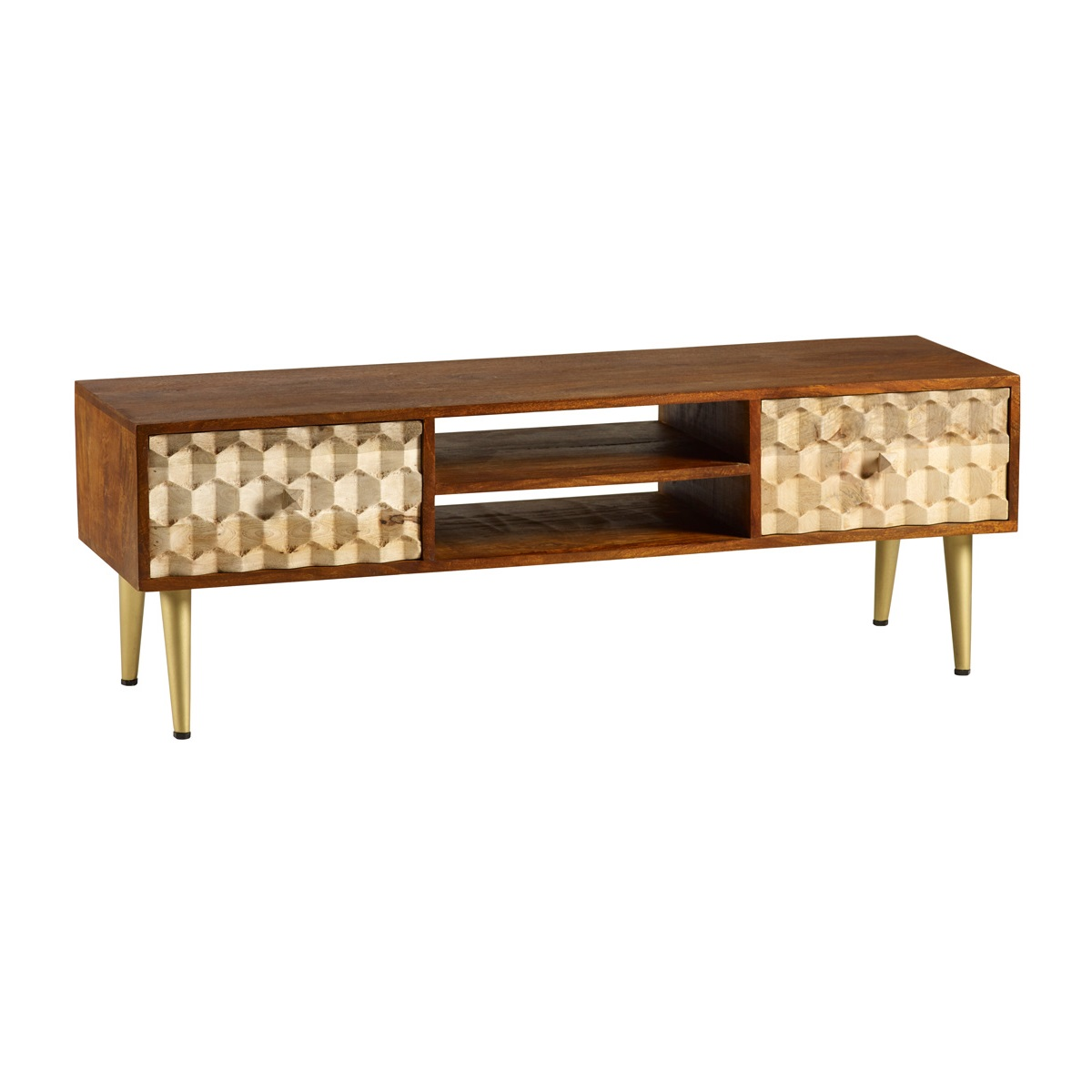Edison Large TV Stand with Scandinavian-Inspired Tapered Legs and Media Storage – Living Room TV Unit