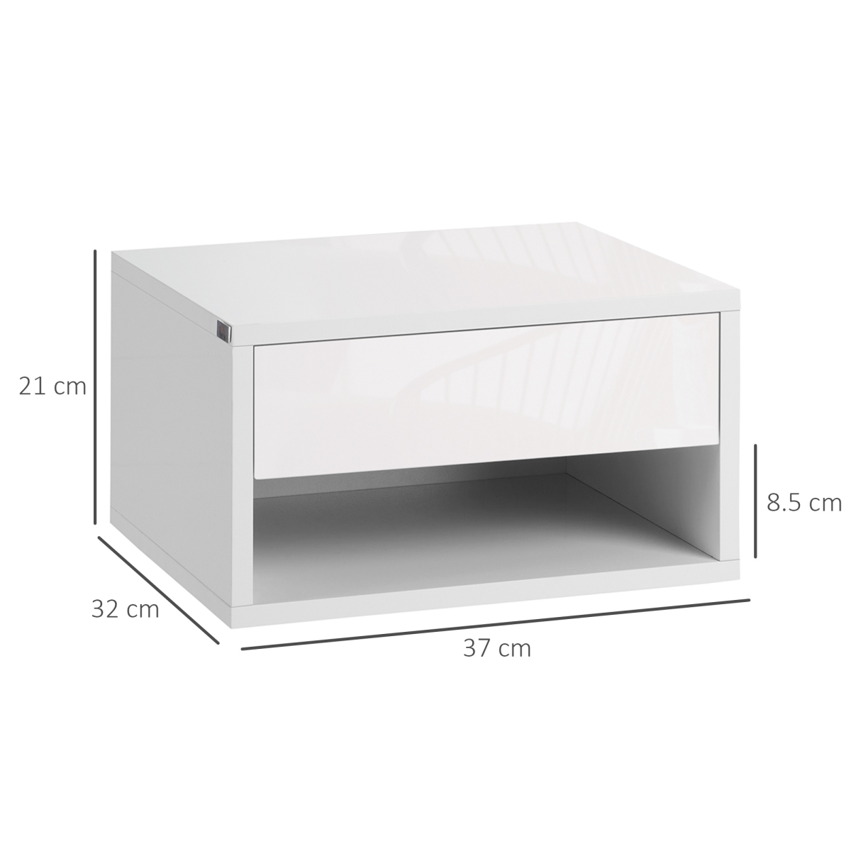 HOMCOM Floating Bedside Tables Set of 2 with Drawers & Shelves – Wall-Mounted Nightstands, White